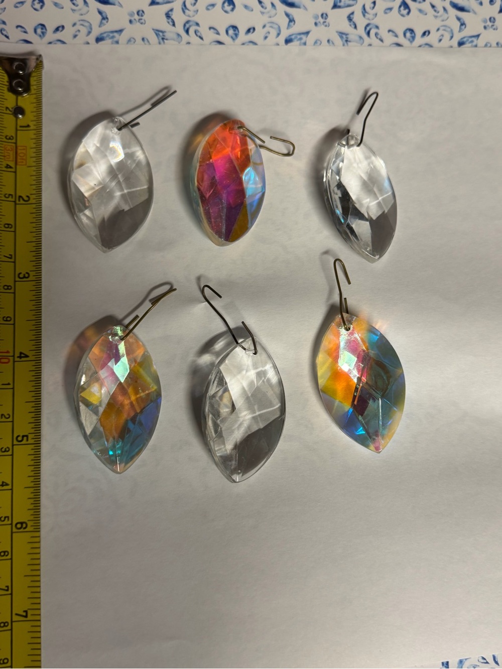 Vintage Lot Rare Leaded Glass Crystal Chandelier Prisms, Horse Eye AB & Clear